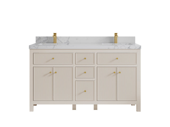 Sonoma 60 in W x 22 in D Free Standing Reeded Double Sink Bathroom Vanity - photo 24