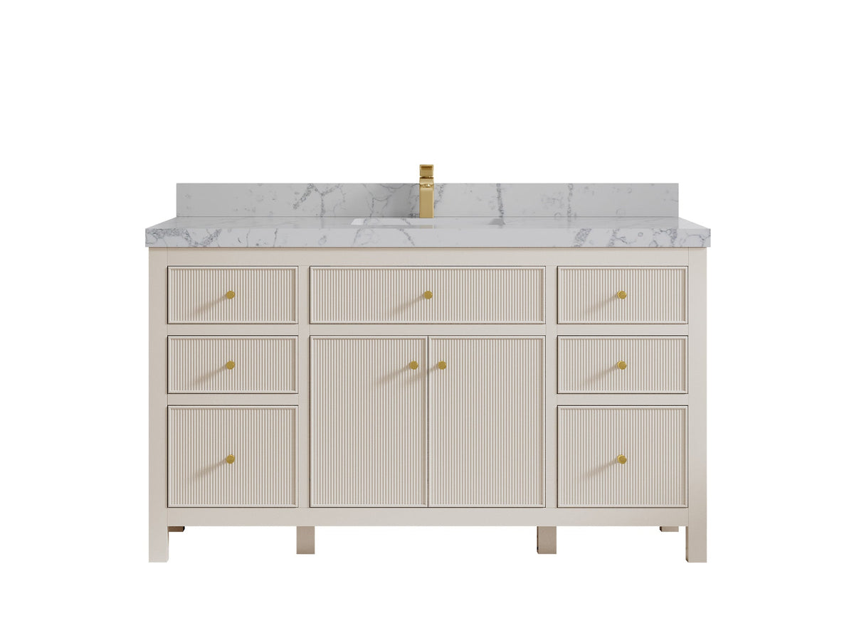 Sonoma 60 in W x 22 in D Free Standing Reeded Single Sink Bathroom Vanity