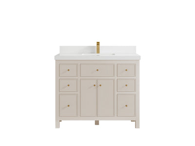 Sonoma 42 in. W x 22 in. D Single Sink Bathroom Vanity in Fine Grain with 2 in. White Quartz Countertop