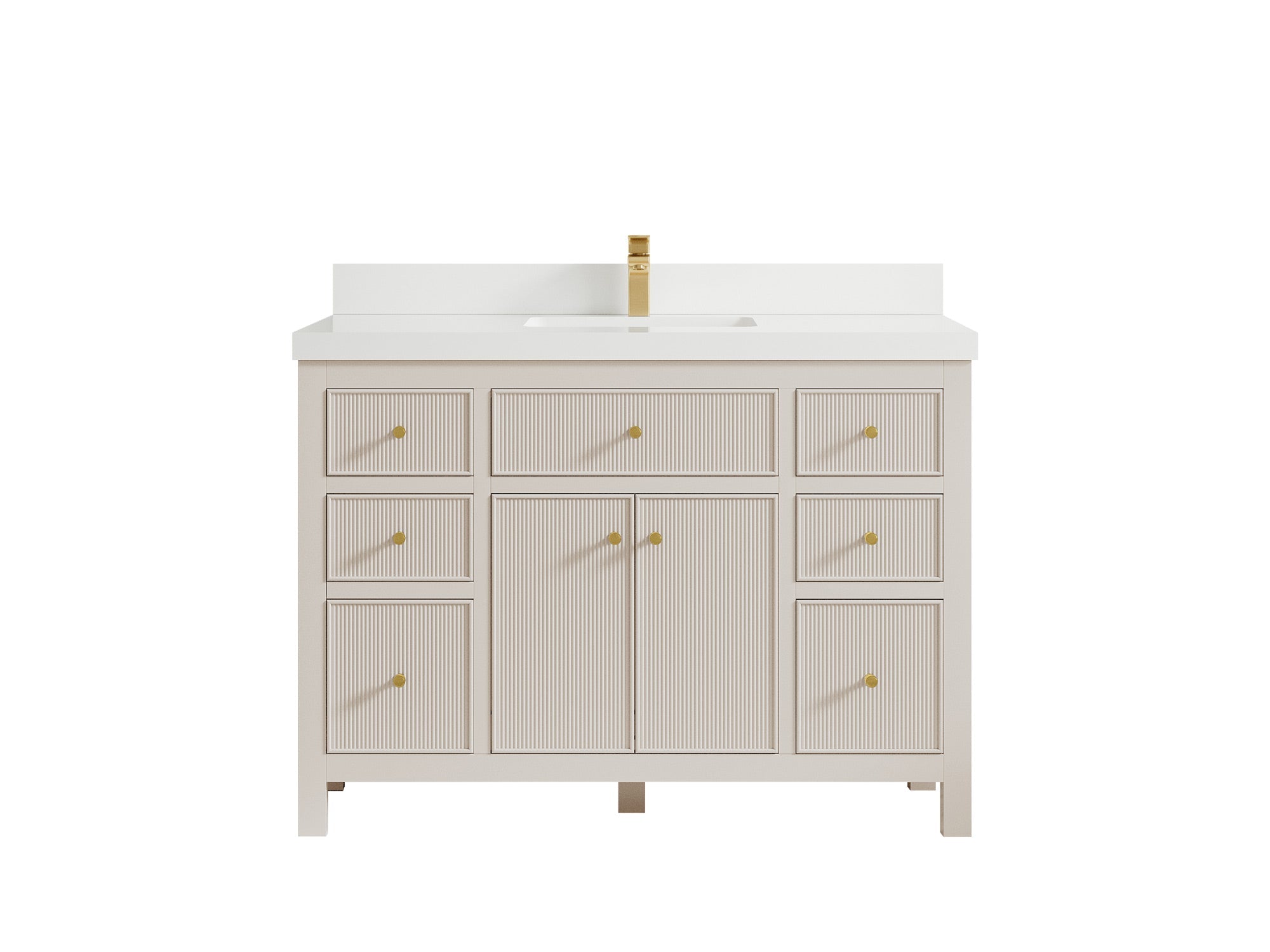 Sonoma 48 in. W x 22 in. D Single Sink Bathroom Vanity in Fine Grain with 2 in. White Quartz Countertop