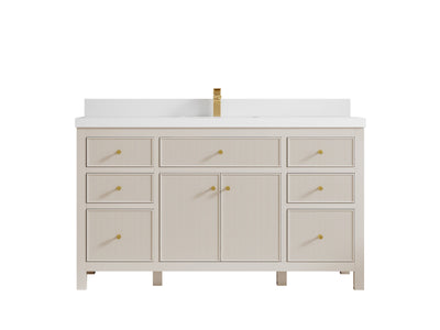 Sonoma 60 in W x 22 in D Free Standing Reeded Single Sink Bathroom Vanity