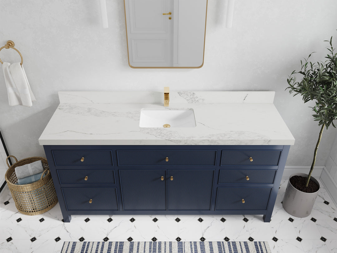 Sonoma 72 in W x 22 in D Free Standing Reeded Single Sink Bathroom Vanity