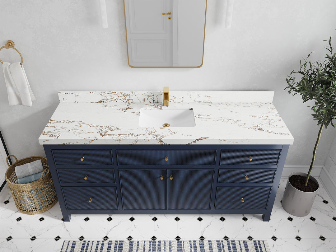Sonoma 72 in W x 22 in D Free Standing Reeded Single Sink Bathroom Vanity