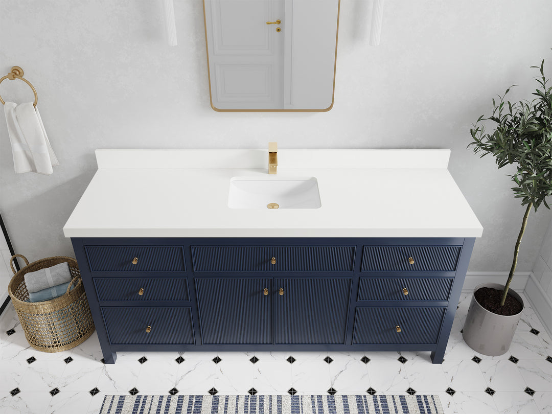 Sonoma 72 in W x 22 in D Free Standing Reeded Single Sink Bathroom Vanity