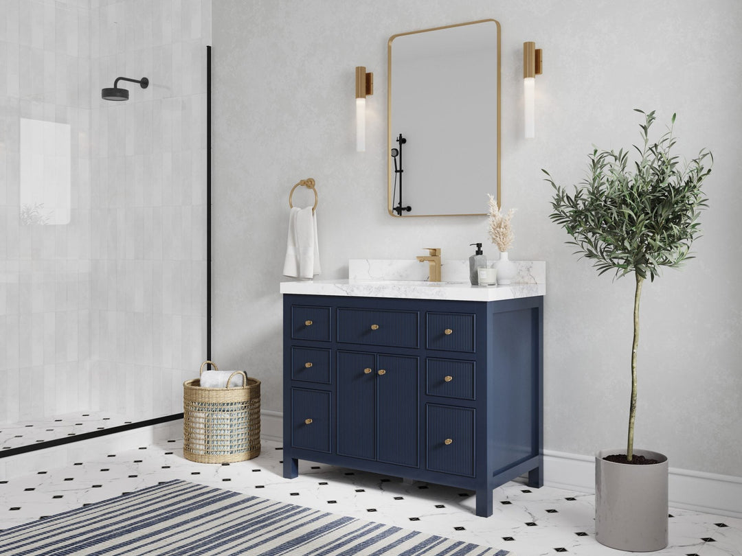 Sonoma 42 in. W x 22 in. D Single Sink Bathroom Vanity in Hale Navy Blue with countertop - Side View