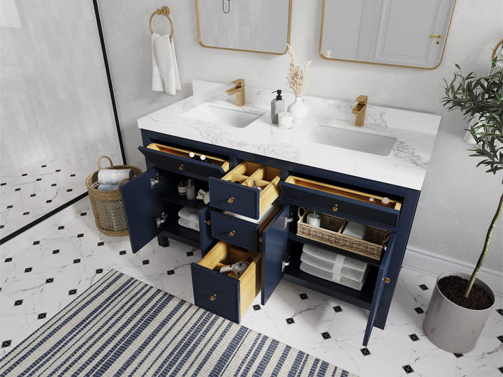 Sonoma 60 in W x 22 in D Free Standing Reeded Double Sink Bathroom Vanity - photo 3
