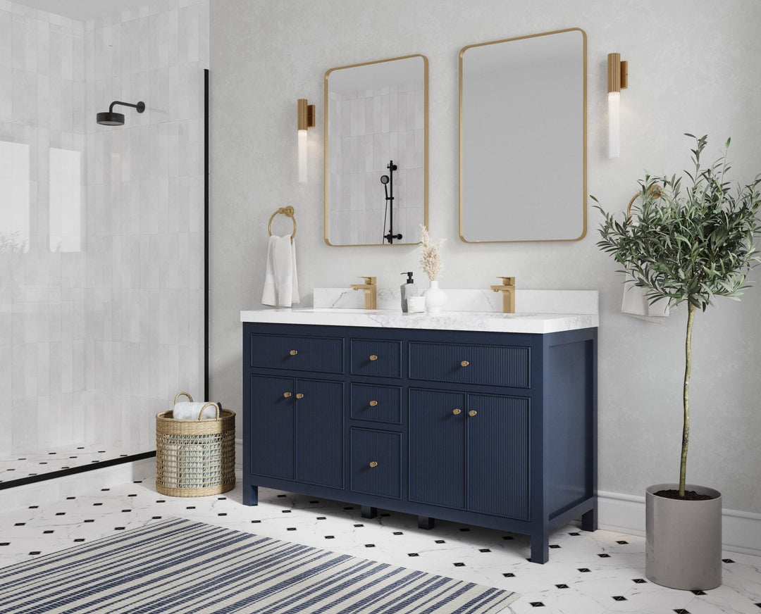 Sonoma 60 in W x 22 in D Free Standing Reeded Double Sink Bathroom Vanity