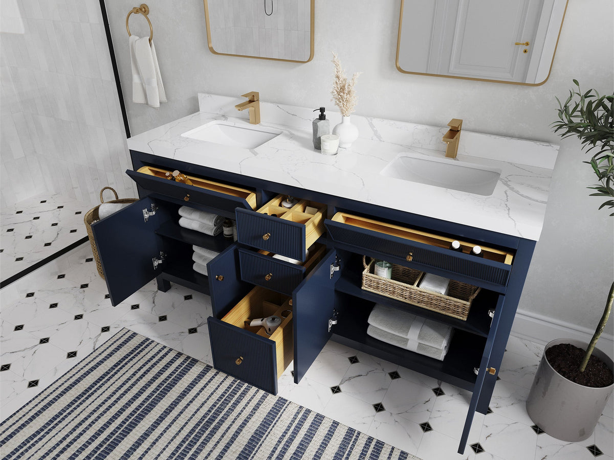 Sonoma 72 in W x 22 in D Free Standing Reeded Double Sink Bathroom Vanity