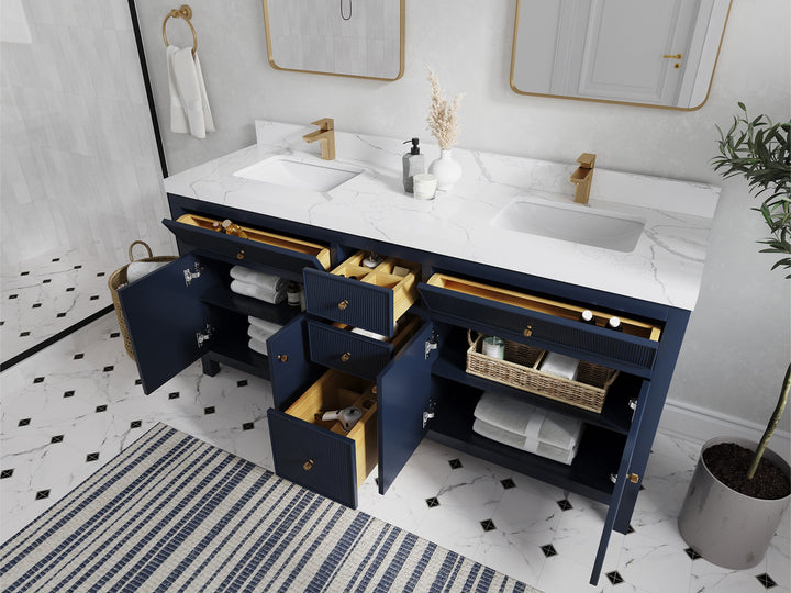 Sonoma 72 in W x 22 in D Free Standing Reeded Double Sink Bathroom Vanity - photo 3