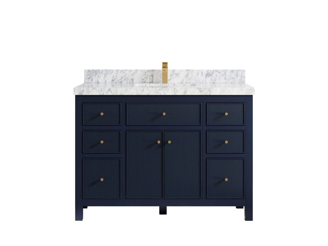 Sonoma 48 in. W x 22 in. D Single Sink Bathroom Vanity in Hale Navy Blue with 2 in. Carrara Marble Countertop