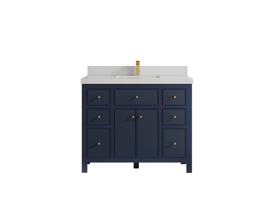 Sonoma 42 in. W x 22 in. D Single Sink Bathroom Vanity in Hale Navy Blue with 2 in. Carrara Quartz Countertop