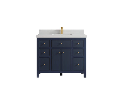 Sonoma 42 in. W x 22 in. D Single Sink Bathroom Vanity in Hale Navy Blue with 2 in. Carrara Quartz Countertop