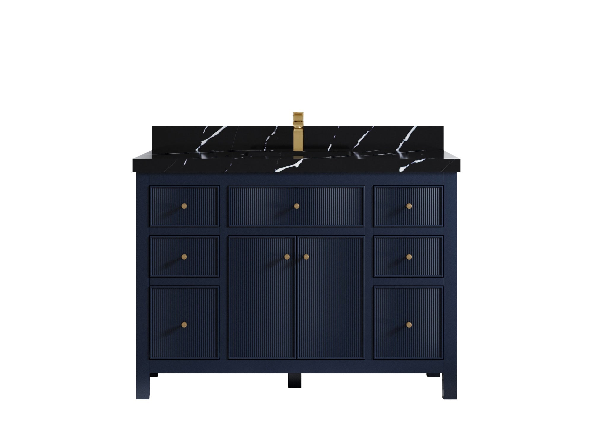 Sonoma 48 in. W x 22 in. D Single Sink Bathroom Vanity in Hale Navy Blue with 2 in. Calacatta Black Quartz Countertop