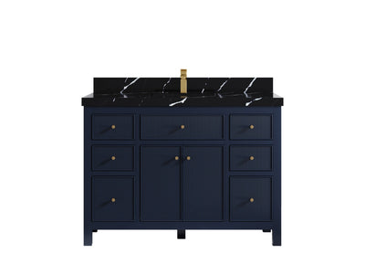 Sonoma 48 in. W x 22 in. D Single Sink Bathroom Vanity in Hale Navy Blue with 2 in. Calacatta Black Quartz Countertop