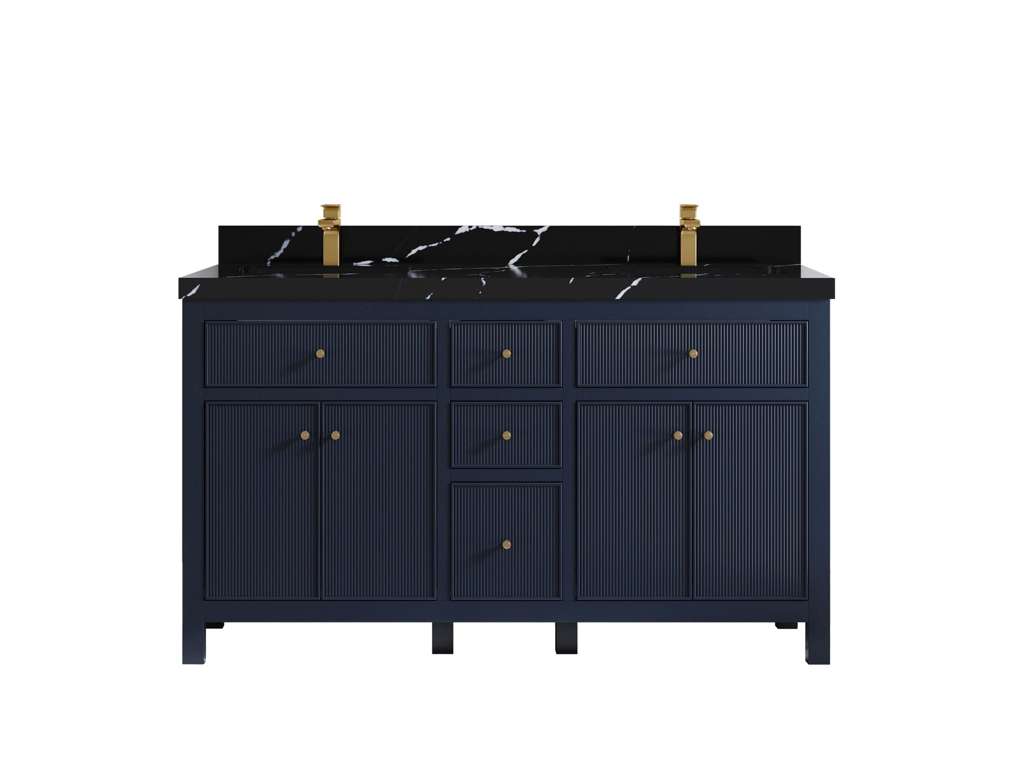 Sonoma 60 in W x 22 in D Free Standing Reeded Double Sink Bathroom Vanity