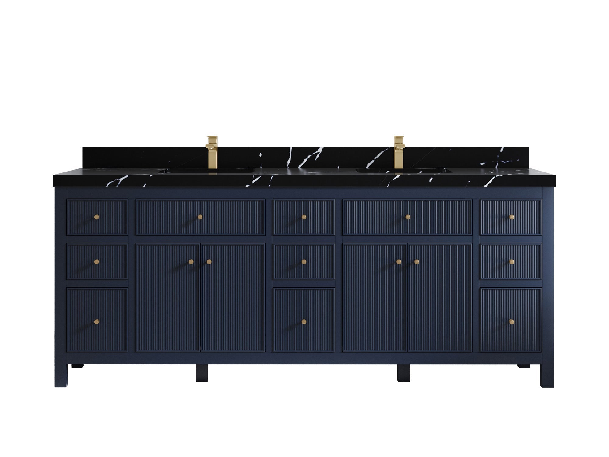 Sonoma 84 in W x 22 in D Free Standing Reeded Double Sink Bathroom Vanity