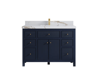 Sonoma 48 in. W x 22 in. D Single Sink Bathroom Vanity in Hale Navy Blue with 2 in. Calacatta Gold Quartz Countertop
