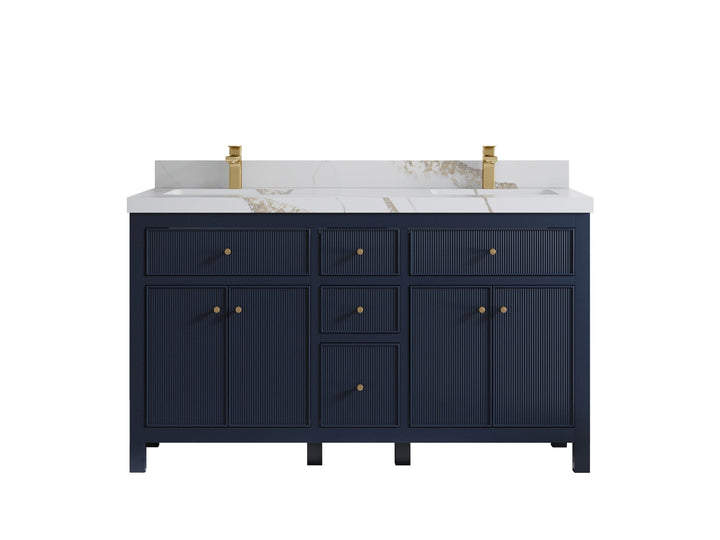 Sonoma 60 in W x 22 in D Free Standing Reeded Double Sink Bathroom Vanity - photo 9