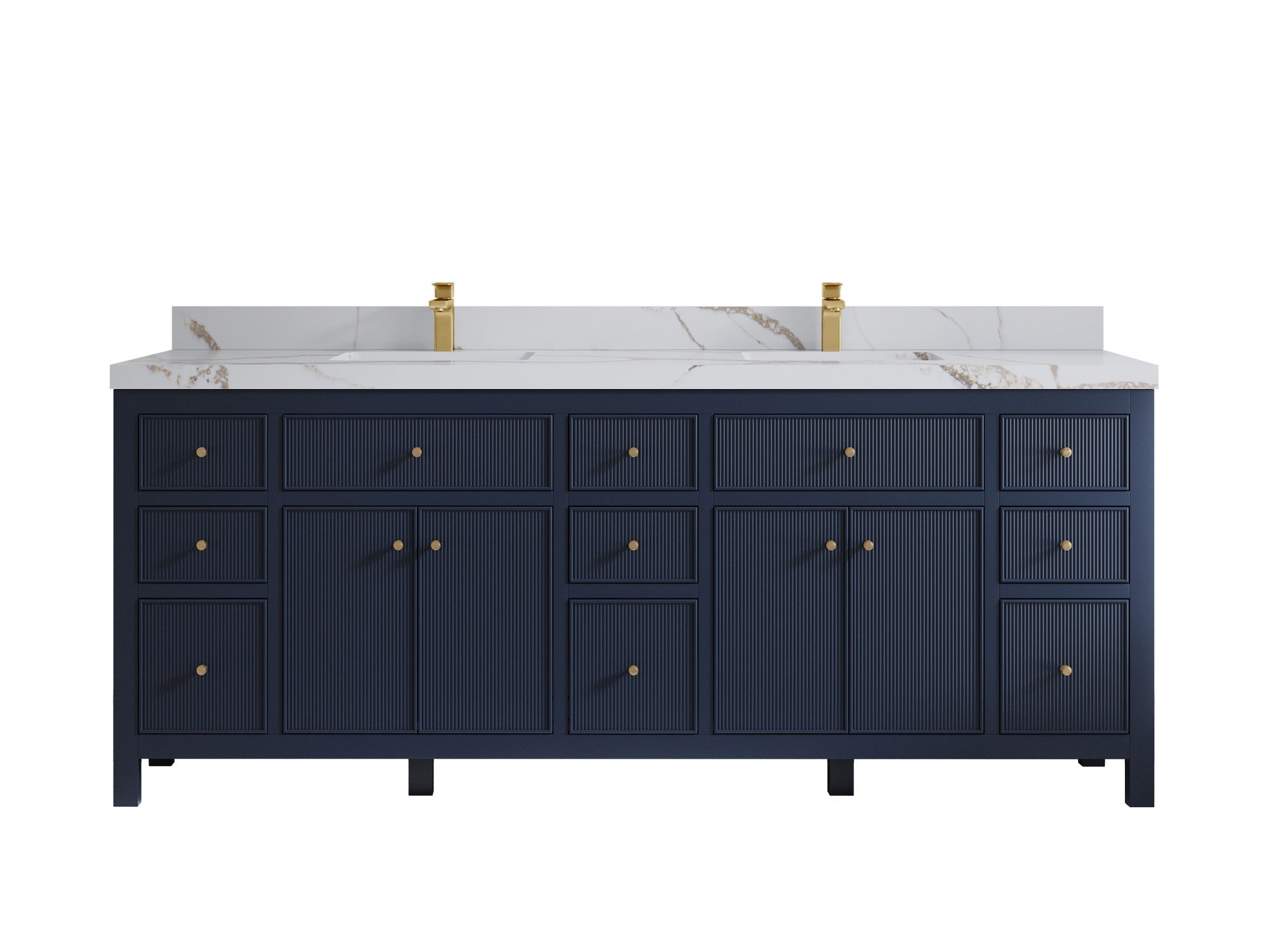 Sonoma 84 in W x 22 in D Free Standing Reeded Double Sink Bathroom Vanity