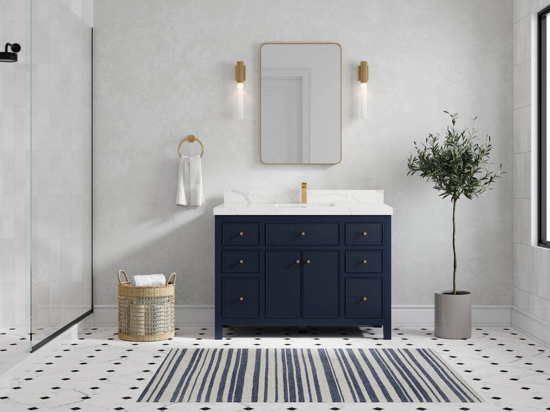 Sonoma 72 in W x 22 in D Free Standing Reeded Double Sink Bathroom Vanity