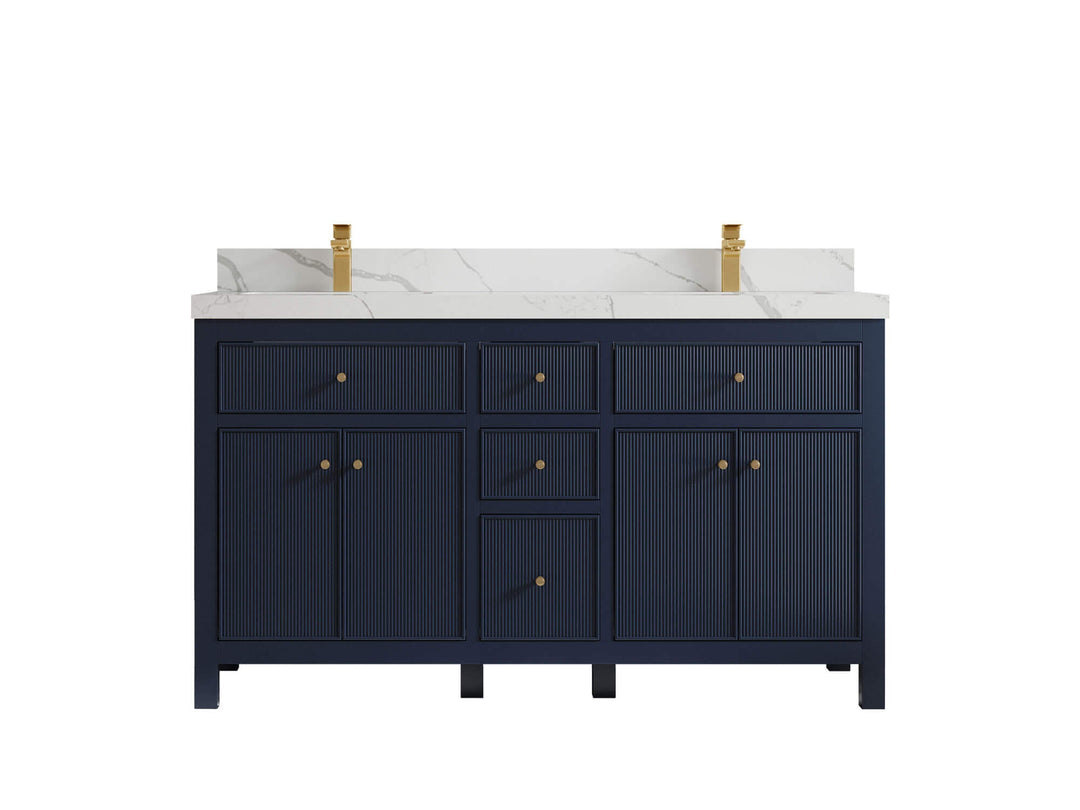Sonoma 72 in W x 22 in D Free Standing Reeded Double Sink Bathroom Vanity