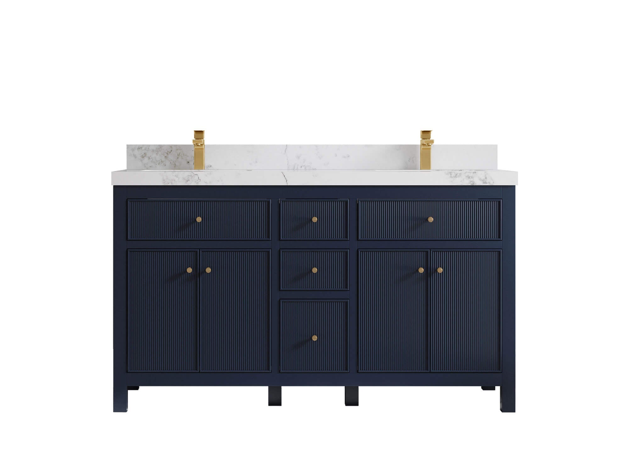 Sonoma 60 in W x 22 in D Free Standing Reeded Double Sink Bathroom Vanity