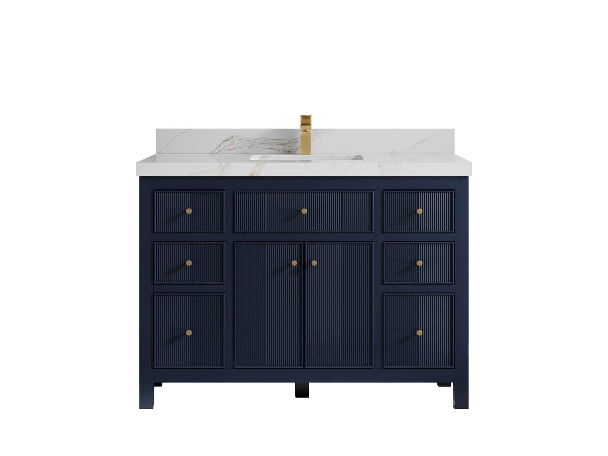Sonoma 48 in. W x 22 in. D Single Sink Bathroom Vanity in Hale Navy Blue with 2 in. Calacatta Sienna Quartz Countertop