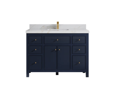 Sonoma 48 in. W x 22 in. D Single Sink Bathroom Vanity in Hale Navy Blue with 2 in. Calacatta Sienna Quartz Countertop