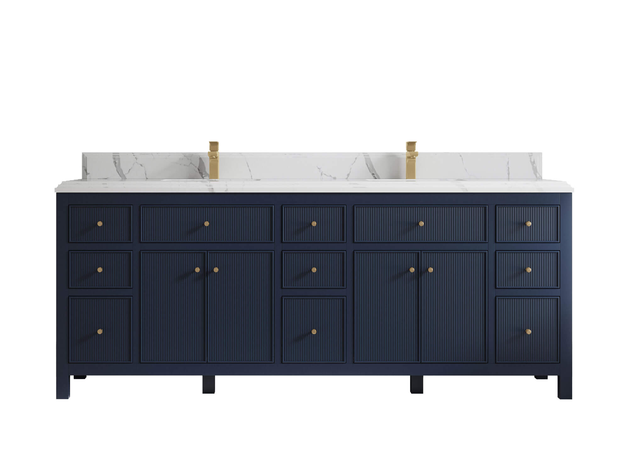 Sonoma 84 in W x 22 in D Free Standing Reeded Double Sink Bathroom Vanity