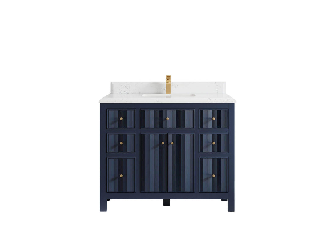 Sonoma 42 in. W x 22 in. D Single Sink Bathroom Vanity in Hale Navy Blue with Double Cove Edge 1.5 in Empira White Quartz Countertop