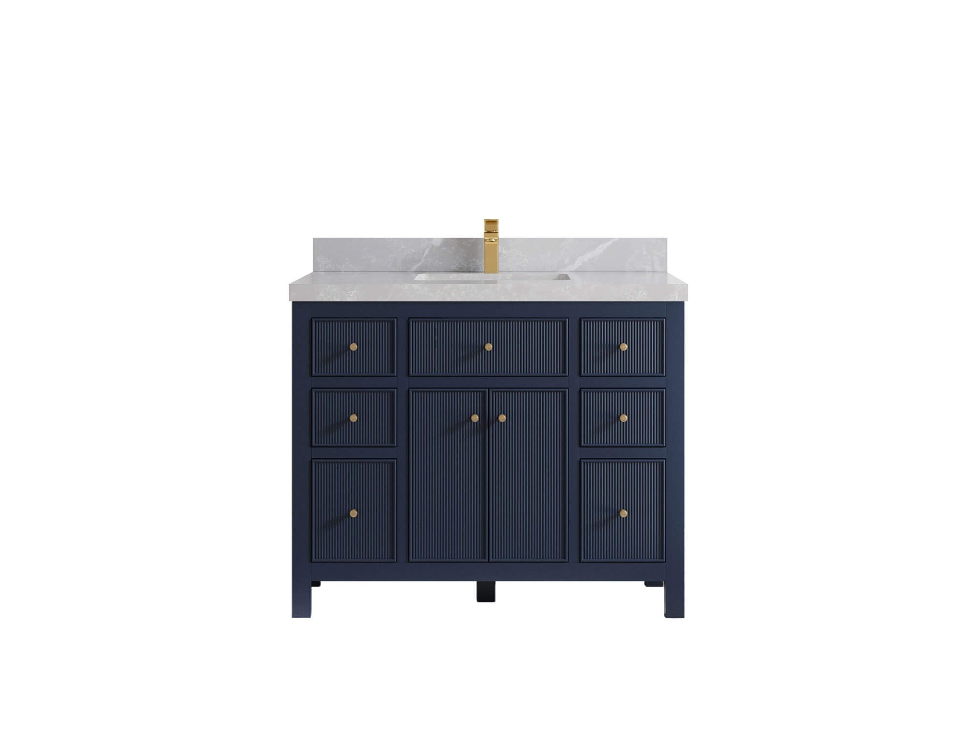 Sonoma 42 in. W x 22 in. D Single Sink Bathroom Vanity in Hale Navy Blue with 2 in. Pearl Light Gray Quartz Countertop