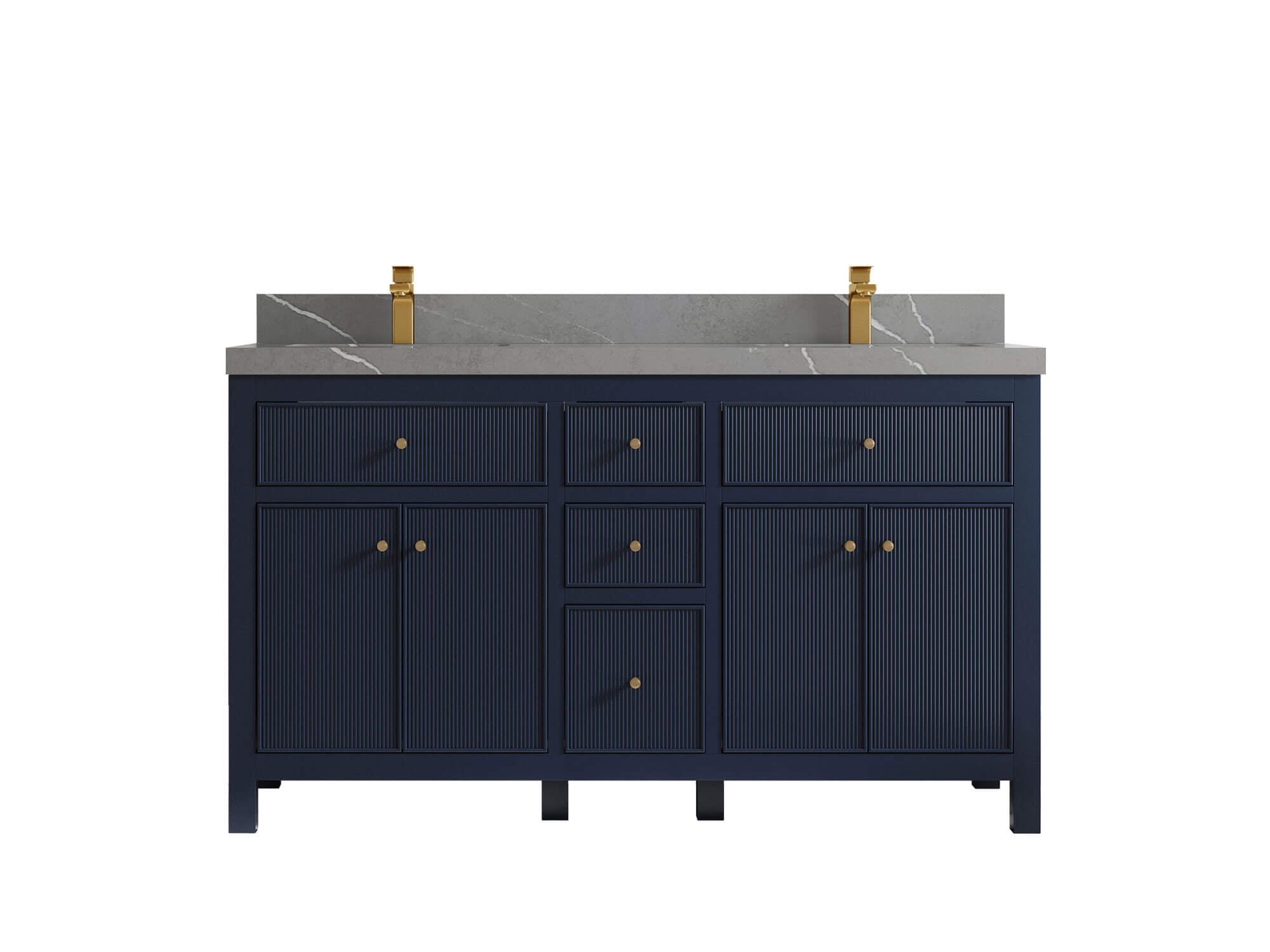Sonoma 60 in W x 22 in D Free Standing Reeded Double Sink Bathroom Vanity