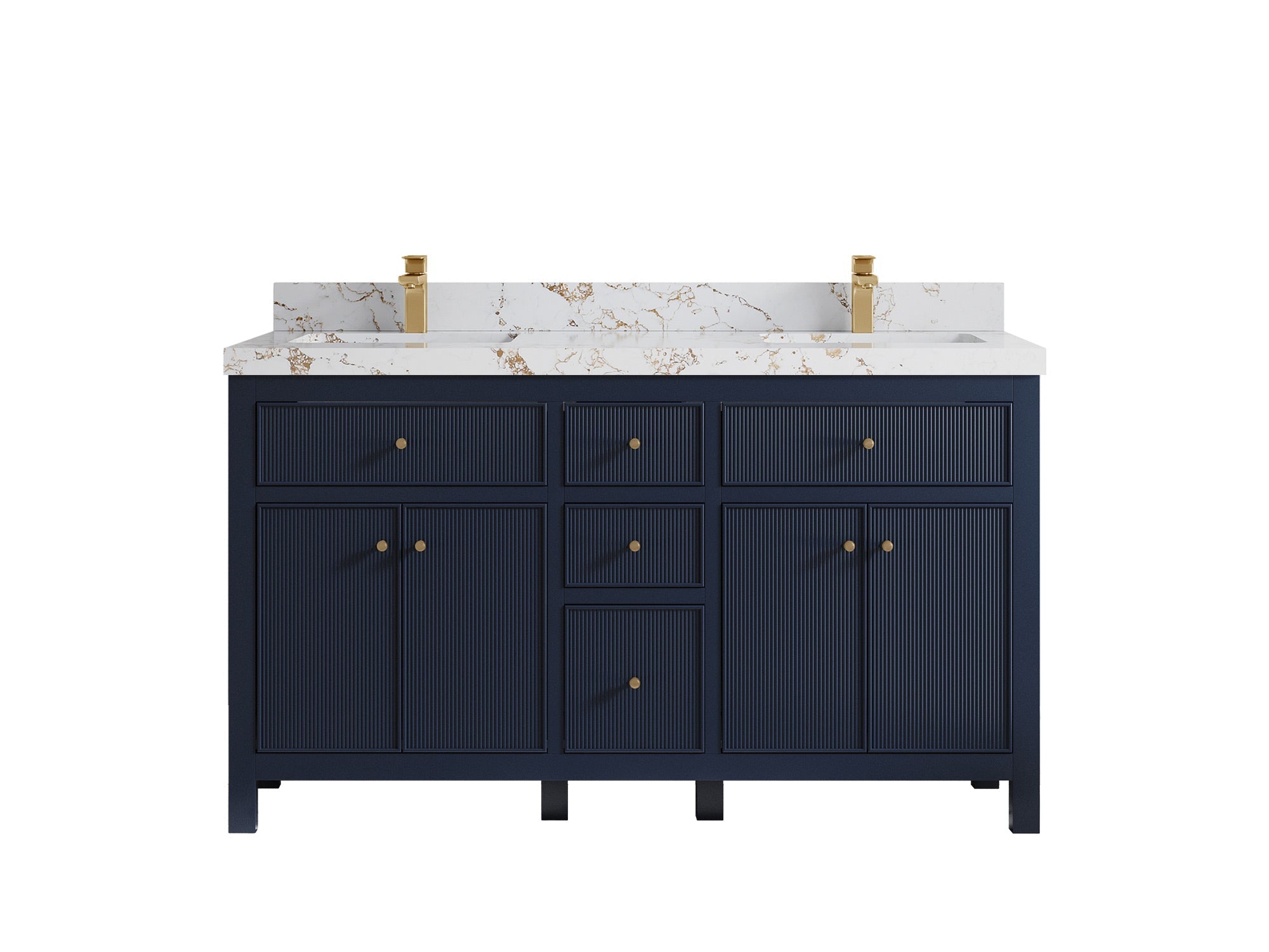 Sonoma 60 in W x 22 in D Free Standing Reeded Double Sink Bathroom Vanity