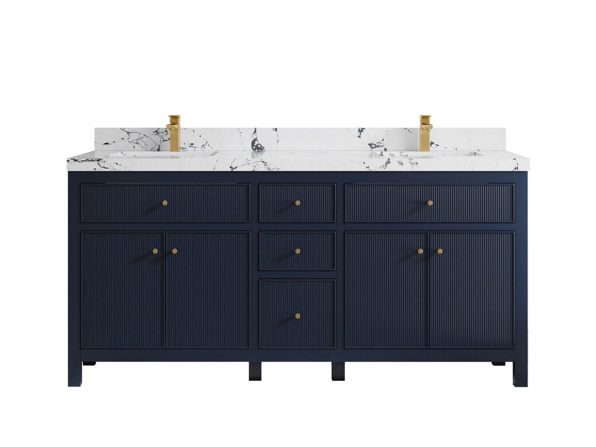 Sonoma 72 in W x 22 in D Free Standing Reeded Double Sink Bathroom Vanity