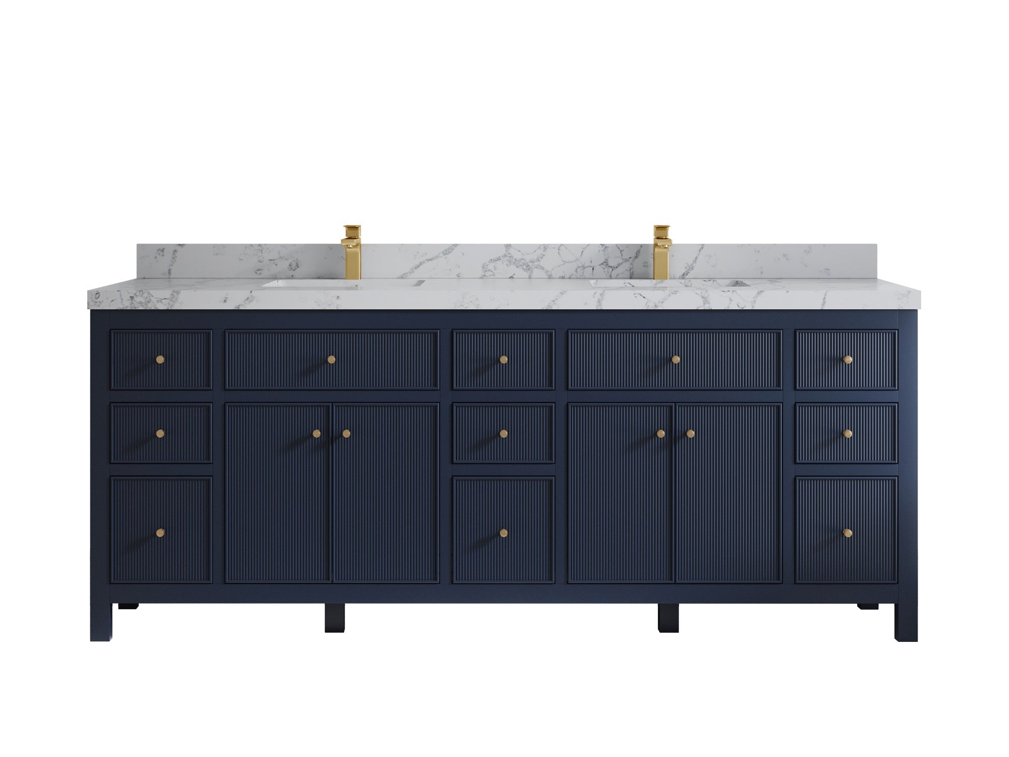 Sonoma 84 in W x 22 in D Free Standing Reeded Double Sink Bathroom Vanity