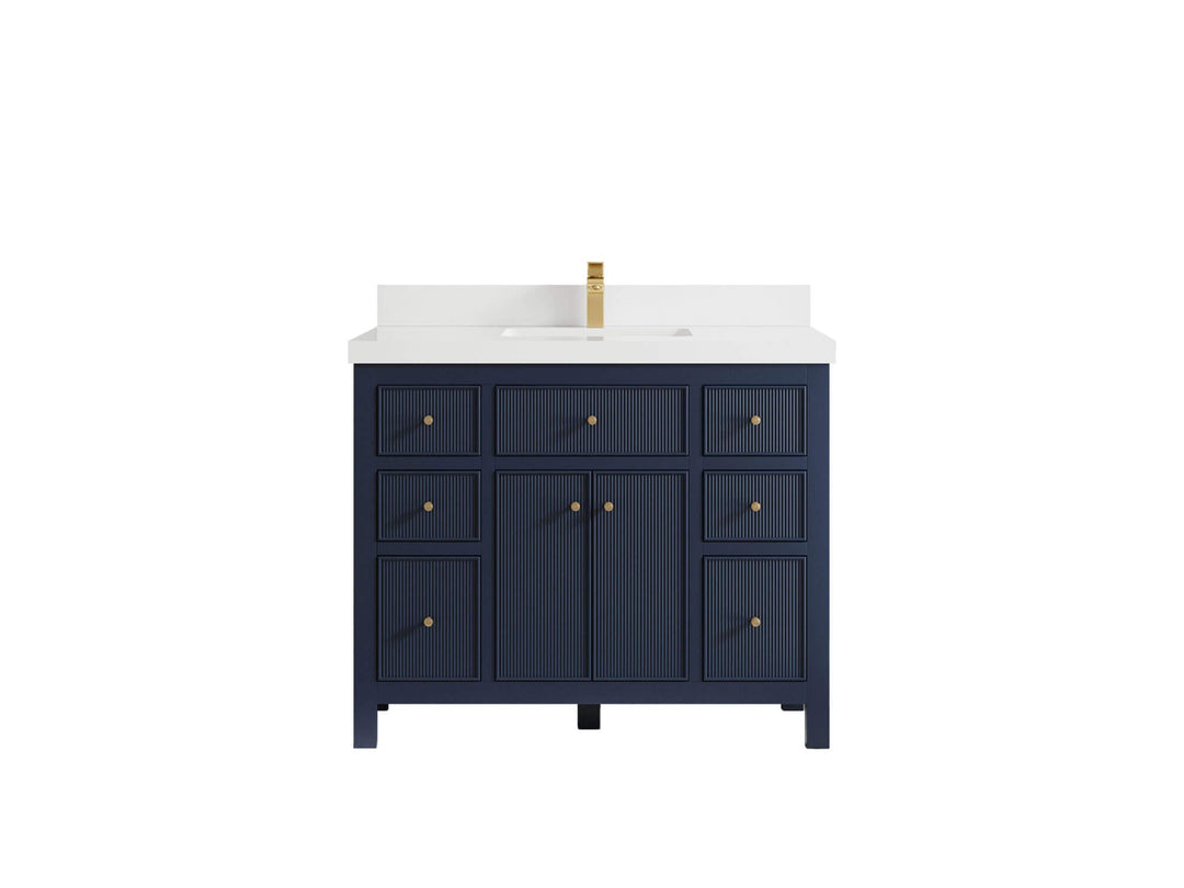 Sonoma 42 in. W x 22 in. D Single Sink Bathroom Vanity in Hale Navy Blue with 2 in. White Quartz Countertop