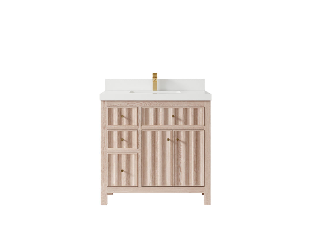 Sonoma White Oak 36 in. W x 22 in. D Center Sink Bathroom Vanity