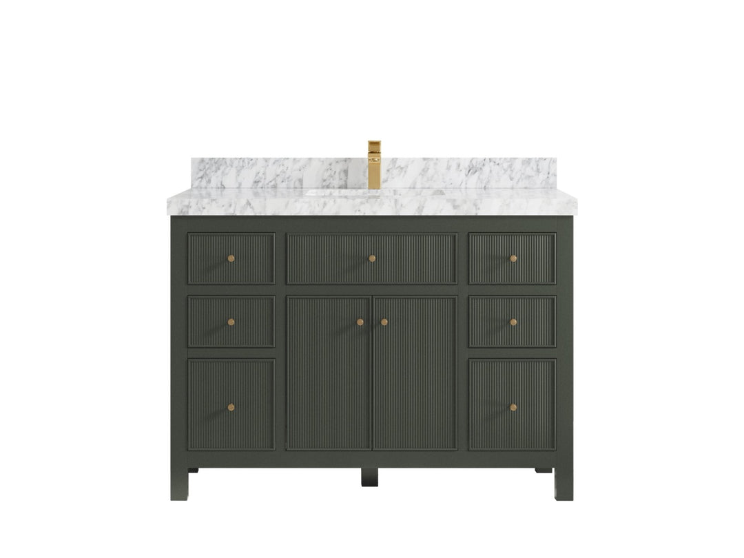 Sonoma 48 in. W x 22 in. D Single Sink Bathroom Vanity in Pewter Green with 2 in. Carrara Marble Countertop