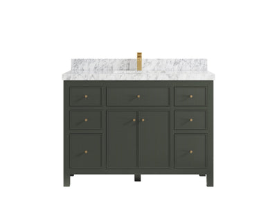 Sonoma 48 in. W x 22 in. D Single Sink Bathroom Vanity in Pewter Green with 2 in. Carrara Marble Countertop