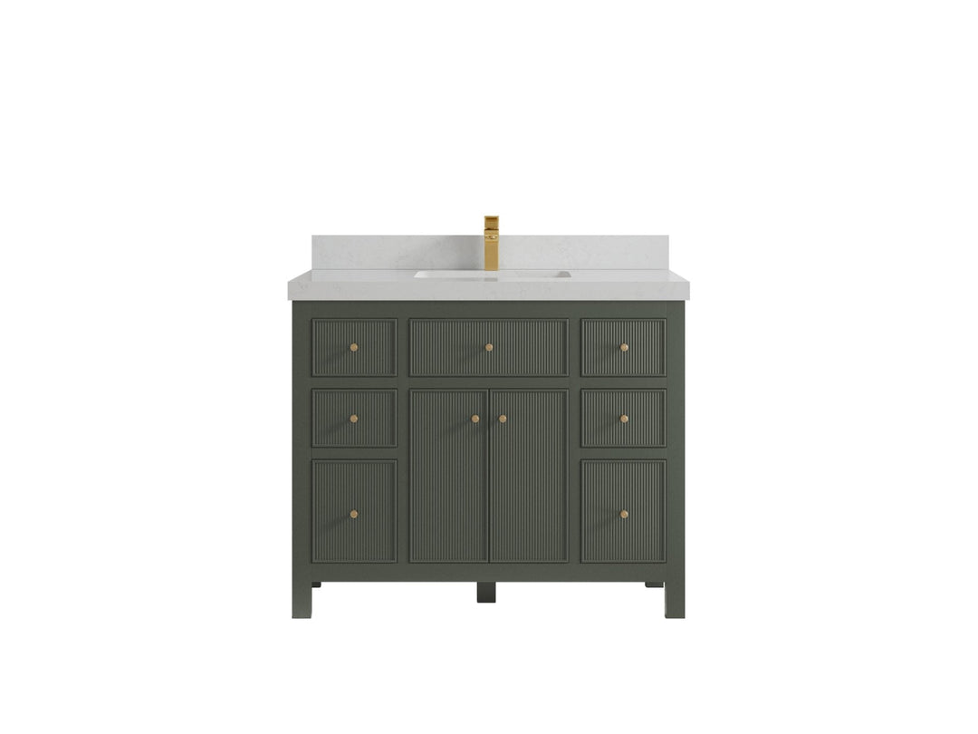 Sonoma 42 in. W x 22 in. D Single Sink Bathroom Vanity in Pewter Green with 2 in. Carrara Quartz Countertop