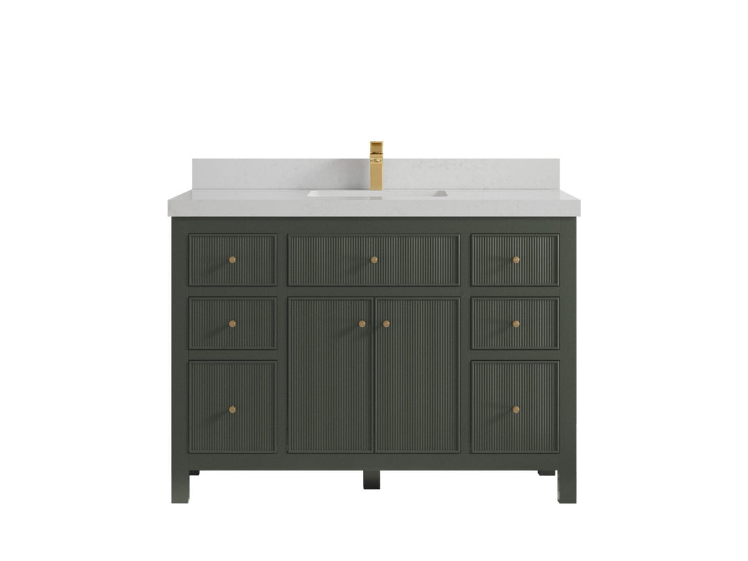Sonoma 48 in. W x 22 in. D Single Sink Bathroom Vanity in Pewter Green with 2 in. Carrara Quartz Countertop