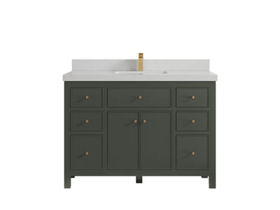 Sonoma 48 in. W x 22 in. D Single Sink Bathroom Vanity in Pewter Green with 2 in. Carrara Quartz Countertop