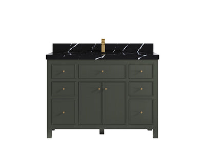 Sonoma 48 in. W x 22 in. D Single Sink Bathroom Vanity in Pewter Green with 2 in. Calacatta Black Quartz Countertop