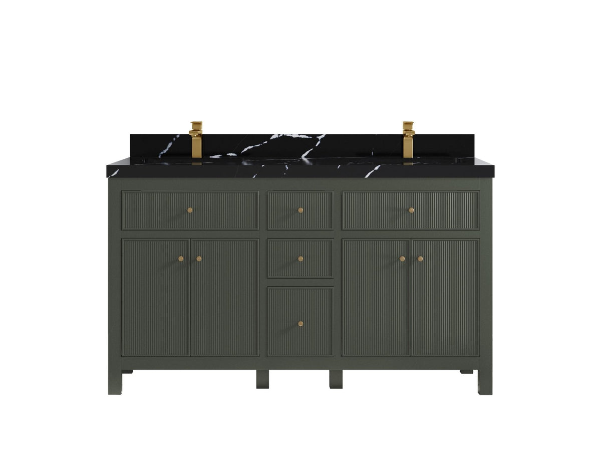 Sonoma 60 in W x 22 in D Free Standing Reeded Double Sink Bathroom Vanity