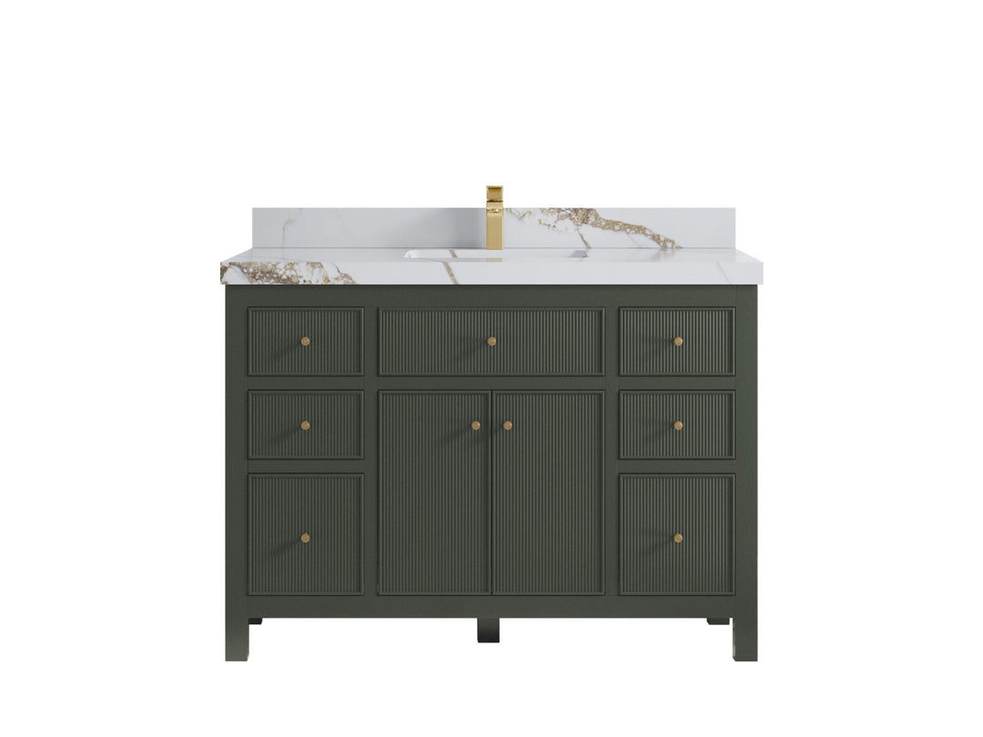 Sonoma 48 in. W x 22 in. D Single Sink Bathroom Vanity in Pewter Green with 2 in. Calacatta Gold Quartz Countertop