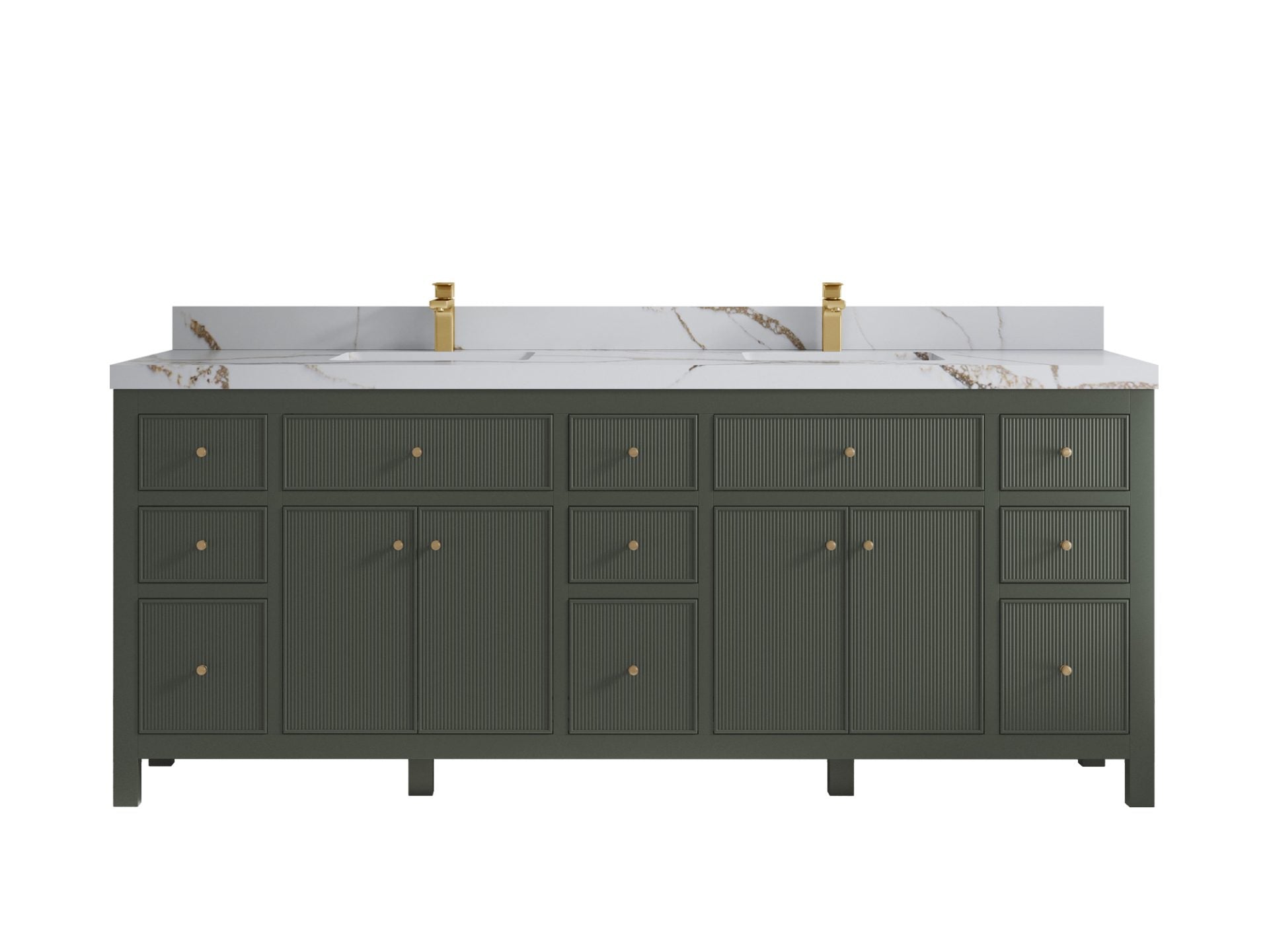Sonoma 84 in W x 22 in D Free Standing Reeded Double Sink Bathroom Vanity