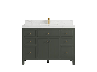 Sonoma 48 in. W x 22 in. D Single Sink Bathroom Vanity in Pewter Green with 2 in. Calacatta Laza Quartz Countertop
