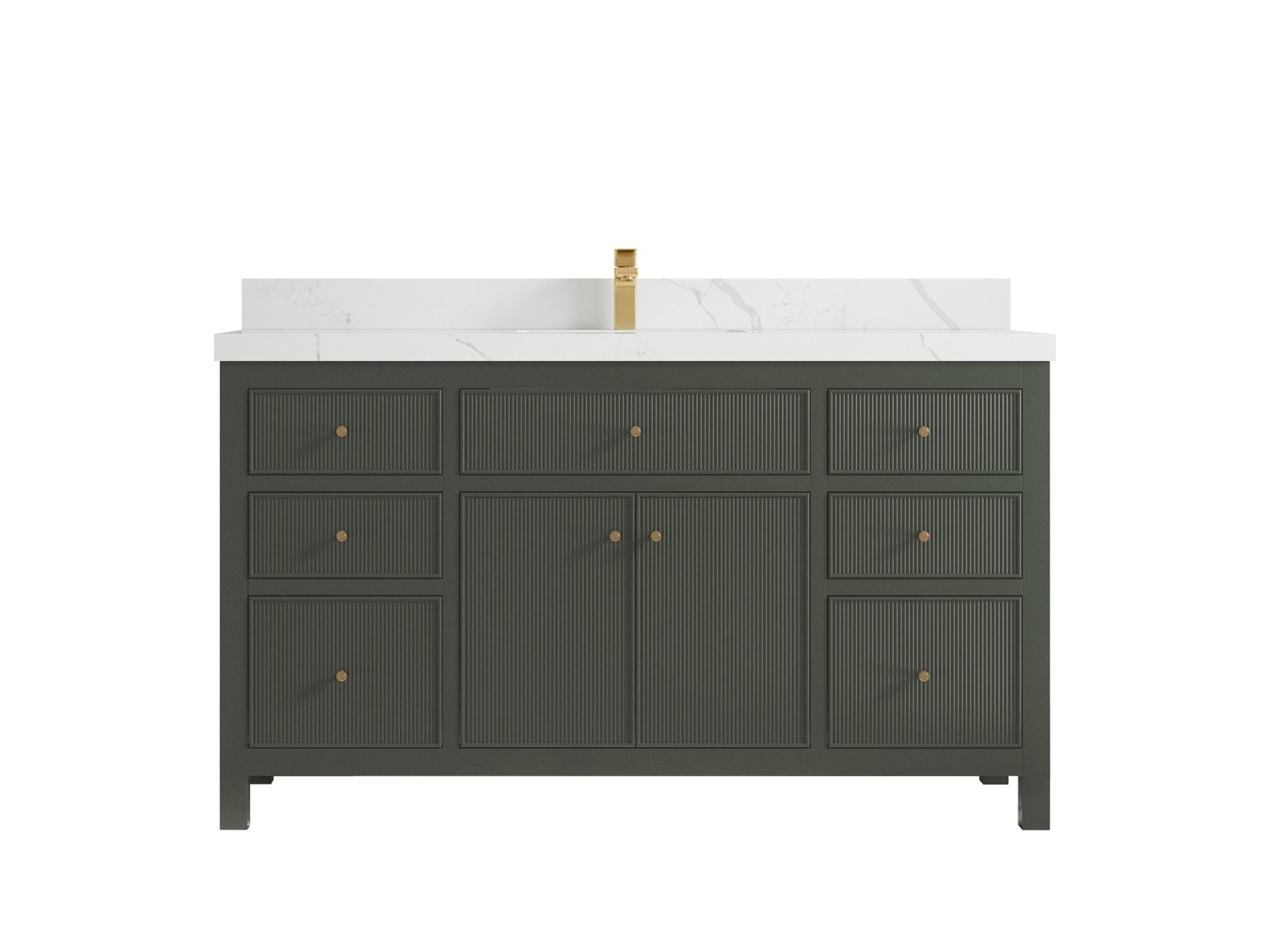 Sonoma 60 in W x 22 in D Free Standing Reeded Single Sink Bathroom Vanity