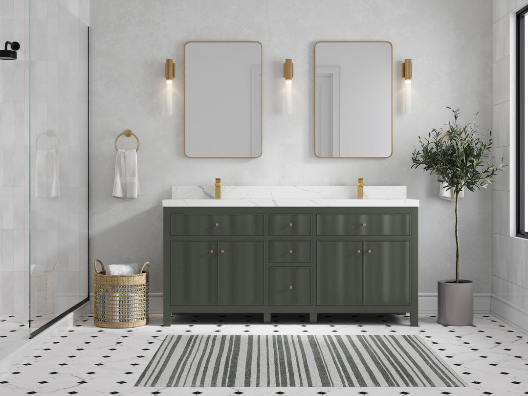 Sonoma 72 in W x 22 in D Free Standing Reeded Double Sink Bathroom Vanity