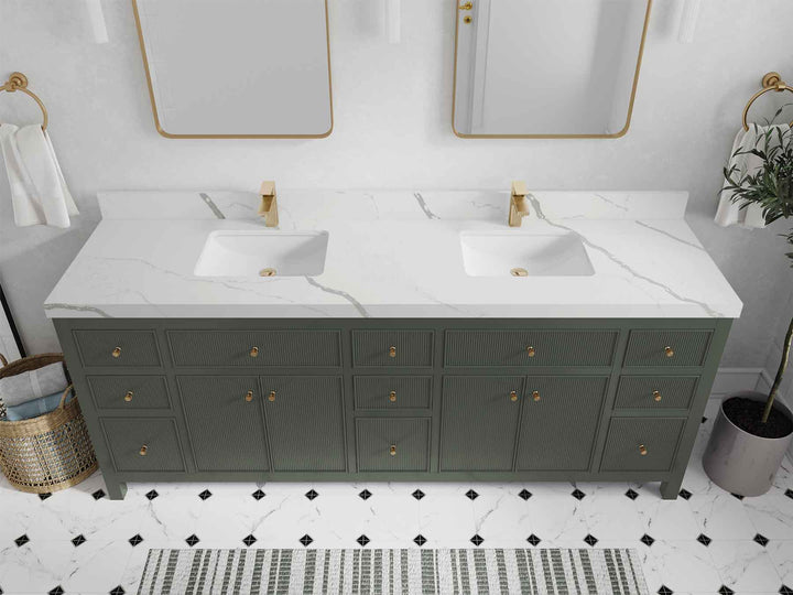 Sonoma 84 in W x 22 in D Free Standing Reeded Double Sink Bathroom Vanity - photo 14